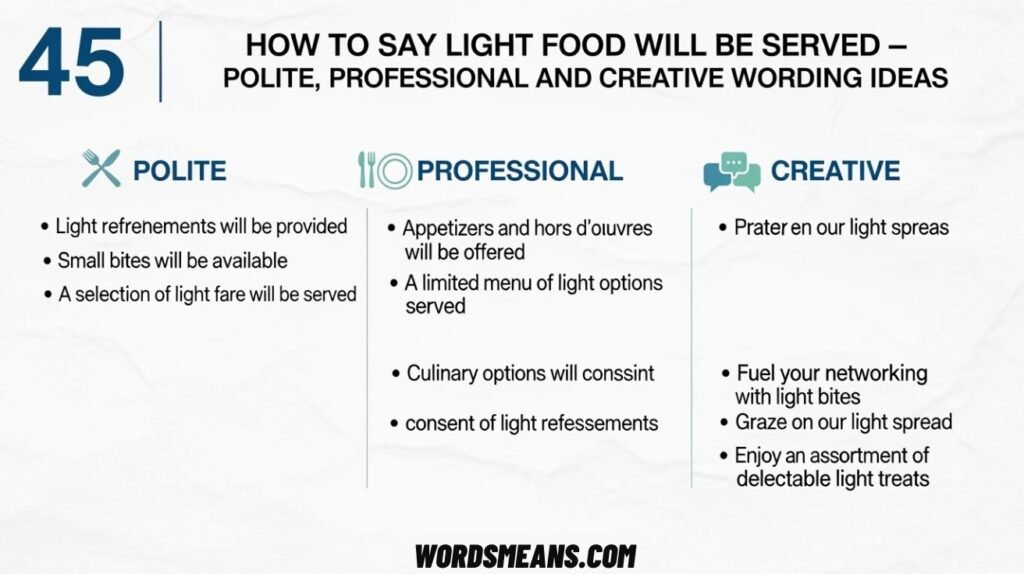 How to Say Light Food Will Be Served