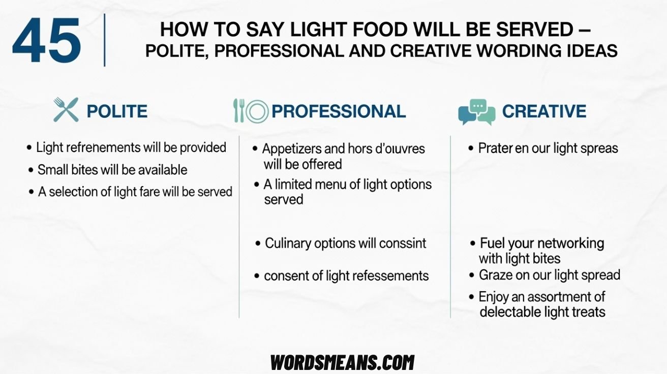 How to Say Light Food Will Be Served